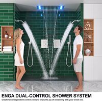 Système de douche cascade Homedec avec fonctions 2-en-1, pommeau de douche LED rectangulaire 14x20 pouces et robinet à double jets de 6 pouces