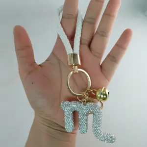 Hot Bán Đa Màu Sắc Pha Lê Rhinestone Keychain Da Chuỗi Keychain Xách Tay Chuông Sao Dấu Hiệu Keychain