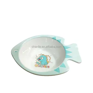 Cartoon Household High Temperature Unbreakable Baby Bowl Cute Eggshell Dragon Bowl Creative Fish Shaped Melamine Bowl Plastic