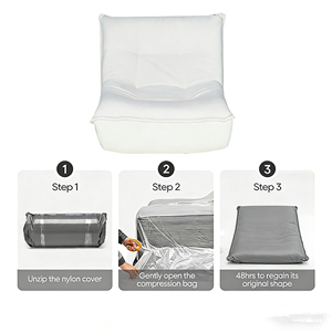 Canapé carré moderne sans accoudoirs en PU à deux places avec sensation enveloppante supérieure, apparence épurée, canapé-lit compressible et gonflable - Product Image 4
