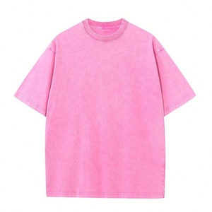 Camicia da Uomo 100% Cotone Lavaggio Acido Oversize Girocollo Semplice Abbigliamento Sportivo e per il Tempo Libero Manica Corta 100% Cotone - Product Image 4