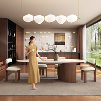Table à manger beige en forme de goutte d'eau avec rotation, pas d'assemblage requis, design moderne minimaliste, mobilier de salle à manger