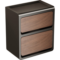 Boîte à mouchoirs murale à double niveau, grain de bois, moderne, durable, multifonctionnelle, pour salon, sans perçage, étagère de rangement