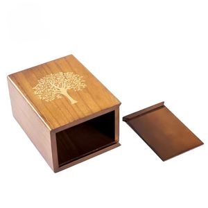 <span class=keywords><strong>Pet</strong></span> Ashes için katı ceviz ahşap Urn kutusu-lazer kesim gökkuşağı köprü tasarımı ile anıt göğüs - Product Image 5