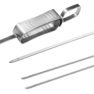 430 Stainless Steel BBQ Skewers Semi Automatic <strong>Barbecue</strong> Fork Reusable Grill Skewer <strong>for</strong> Outdoor <strong>Camping</strong> - Product Image 4