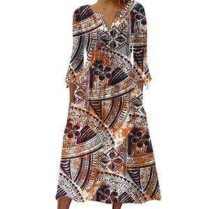 波利尼西亚夏威夷部落设计定制加大码毕业舞会萨摩亚普莱塔西岛女士连衣裙 - Product Image 1