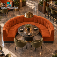Banquette Courbe en Velours Terracotta, Ensemble de Mobilier de Restaurant, Bistro, Salon Commercial, Personnalisable, OEM, Vente en Gros Chine