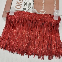Qualité 17cm argent paillettes frange broderie dentelle Ladin robes de danse gland garnitures pour femmes robe Sexy soirée
