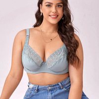 OEM 80E-105E 얇은 컵 큰 사이즈 언더와이어 레이스 백 클로저 브라 여성용 편안하고 섹시한 푸쉬업 브라 미끄럼 방지 및 조절 가능한 스트랩