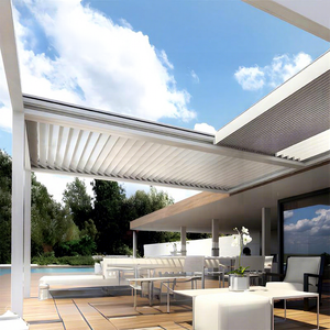 Pergola Retrattile in Alluminio Eco-Friendly per <span class=keywords><strong>Terrazzo</strong></span>, Gazebo, Patio, Giardino, Cortile, Tetto Regolabile Impermeabile per Feste ed Eventi - Stile Naturale - Product Image 4