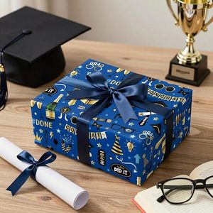 Graduation Gift Wrapping <b>Paper</b> <b>Blue</b> Art Wrapping <b>Paper</b> Champagne eyeglass pattern digital wrapping <b>paper</b> - Product Image 1