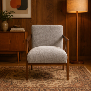 <span class=keywords><strong>Fauteuil</strong></span> de salon KMJ de style mid-century avec structure en bois, revêtement en tweed, <span class=keywords><strong>fauteuil</strong></span> de détente pour salon moderne et hôtel - Product Image 3
