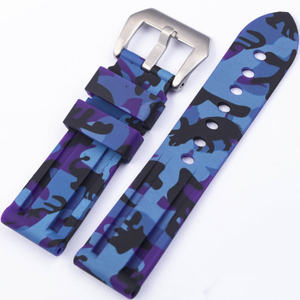 Correas de reloj de camuflaje de silicona para <span class=keywords><strong>Panerai</strong></span>, bandas de reloj de goma antisudor impermeables de 22mm y 24mm - Product Image 4