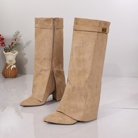 Bottes pour femmes en cuir à talon, hauteur genou, collection automne-hiver, vente en gros directe usine
