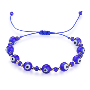 Pulseras trenzadas ajustables con cuentas de cristal para mujer, brazaletes de <span class=keywords><strong>amistad</strong></span> con Ojo Azul malvado - Product Image 4