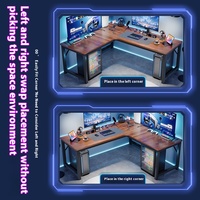 Bureau d'ordinateur d'angle moderne avec étagère Bibliothèque E-Sports Double bureau Chambre Bureau en forme de L pour la maison Table d'ordinateur en bois
