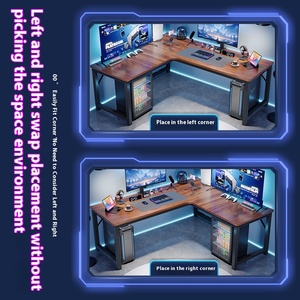 <span class=keywords><strong>Bureau</strong></span> d'ordinateur d'<span class=keywords><strong>angle</strong></span> moderne avec étagère Bibliothèque E-Sports Double <span class=keywords><strong>bureau</strong></span> Chambre <span class=keywords><strong>Bureau</strong></span> en forme de L pour la maison Table d'ordinateur en bois - Product Image 5