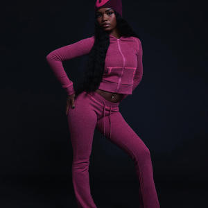 Waffel-Damenkleidung 2-Teiliges Set Trainingsanzüge Maßgefertigte Reißverschluss-Jogginghose und Hoodie-Set Herbst Winter Casual Outfits für Damen - Product Image 3