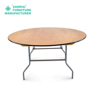 Table pliante ronde pour restaurant, mariage, banquet, événements extérieurs, en bois et métal, SK-ZDZ-F001, pas cher et de qualité.