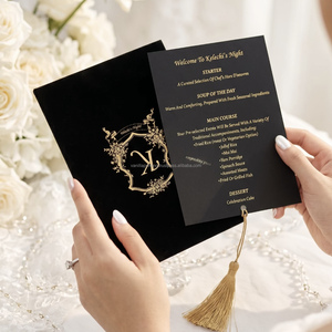 Custom Logo Collaborative Souvenir Wedding Card Set Tassel Invitation RSVP Menu Paperboard Letterpress <b>Printing</b> Coated <b>Paper</b> - Product Image 4