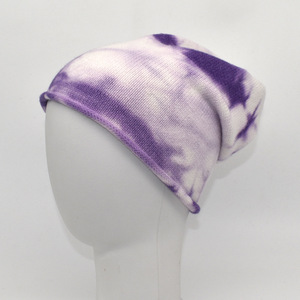 Logo personnalisé Tie Dye Beanie Roll Rim Cuffed Full Print Hat Knit <span class=keywords><strong>Baggy</strong></span> Hat Slouchy Beanie pour les femmes - Product Image 4