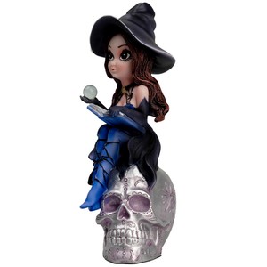 รูปปั้นเรซิ่นรูปนางฟ้าพร้อมลูกแก้ว กระโหลกนั่งตกแต่งฮาโลวีน รายละเอียดประณีต วาดด้วยมือ - Product Image 2