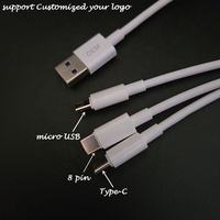 Personalizar 4 pies de largo multifuncional de carga rápida 8 pines Micro USB tipo C 3 en 1 Cables de datos
