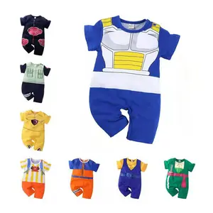 kostum untuk bayi 0-6 bulan Suppliers-Baju Jumpsuit Bayi Laki-laki, Pakaian Cosplay Anime Musim Panas Baru Lahir Pakaian Bayi Rajut Akatsuki One Piece Luffy Goku Anak-anak Kostum Bayi