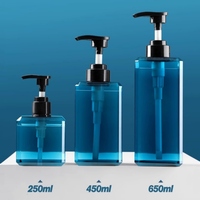 Bouteille carrée en plastique PETG transparente capacité de 250ml à 1000ml pour shampooing gel douche et conditionneur lotions d'emballage