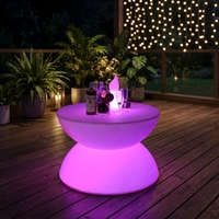 Table de bar LED Hourglass à changement de couleur, table lumineuse pour salon, corps en plastique PE, pour hôtel, bar, boîte de nuit, patio, jardin, bord de piscine