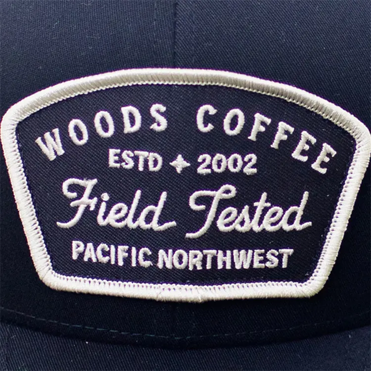 Custom Oem Sew On Machine Clothing Embroidery Logo Square Iron On Hat Badges Heat Seal Fabric Woven Patches