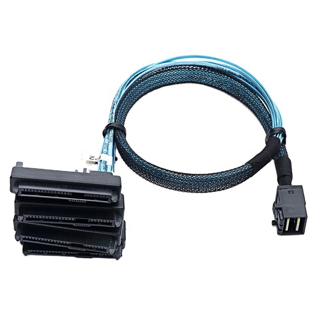 Mini SAS SFF-8643 to 4 SAS SFF-8482 Hard Drive Forward Breakout Cable RAID HBA