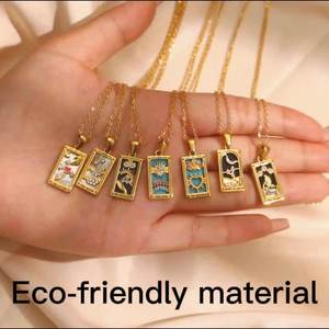 Mode Waterdichte 18K Vergulde Ketting Roestvrij Staal Tarotkaart Hanger Ketting Cadeau Vrouwen - Product Image 4