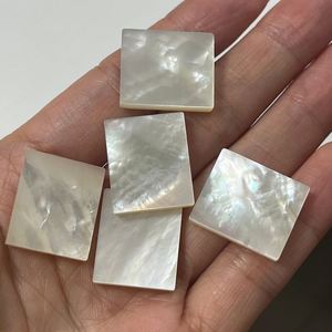 DS Gems Prix d'usine 20x17x3.5mm Mop Slice Rectangle White Shell Stone - Product Image 6