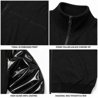 Blouson Moto Unisexe AW27 à Col Montant, Brillant, Blocs de Couleurs, Coupe-Vent, Fermeture Éclair Bidirectionnelle, Lettres en Relief