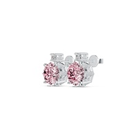 Boucles d'oreilles clous personnalisées en argent sterling S925 avec zircon cubique rose taille octogonale et fond creux, bijoux fins quotidiens pour femme