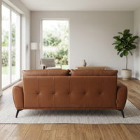 Ensemble de canapés en cuir marron moderne, canapé trois places et fauteuils minimalistes pour la décoration contemporaine de la maison, du bureau et du salon