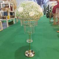 Support à fleurs en cristal acrylique doré de haute qualité Zhuoyun pour la décoration de table d'hôtel ou de maison, centre de table de mariage