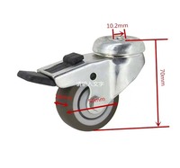 Roue de roulette légère TPR de Style européen, pivot de trou de boulon de 2 pouces 3 pouces