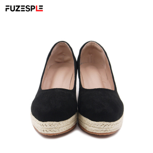 Nuove <span class=keywords><strong>zeppe</strong></span> da <span class=keywords><strong>donna</strong></span> per scarpe Slip-On con tacco alto 6cm con plateau in Suede Sole Design espadrillas <span class=keywords><strong>nere</strong></span> da <span class=keywords><strong>donna</strong></span> - Product Image 6