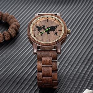 TJW Montre à quartz en bois haut de gamme avec bande en bois de noyer Largeur 20mm Conception de <span class=keywords><strong>carte</strong></span> élégante - Product Image 4