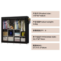 Armoire pliante moderne et élégante en tissu avec tubes métalliques, pour la maison, la chambre, la salle de sport, l'hôtel, l'école, rangement de vêtements robuste