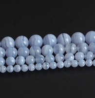Perles Rondes en Calcédoine Naturelle, Agate Blue Lace et Agate Violette pour la Fabrication de Bijoux et la Conception Artisanale