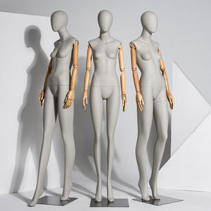 <span class=keywords><strong>Maniquí</strong></span> de brazos de madera articulados femeninos con cabeza de huevo abstracta de cuerpo completo moderno de moda gris de nuevo diseño <span class=keywords><strong>para</strong></span> exhibición de <span class=keywords><strong>ropa</strong></span> de vestir - Product Image 2