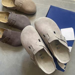Birkenstocks Taupe en daim de vachette, bottes de neige légères et respirantes, semelle en liège souple, design <span class=keywords><strong>sabot</strong></span>, fermeture à enfiler, tendance - Product Image 1