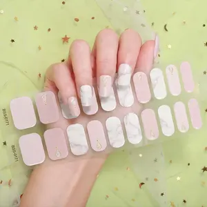 Eco Friendly Artificial Nail Wrap Supplies Self-adhesive Korean Gel Nail Polish Strips Custom Logo Nail Foil Sticker UV Led