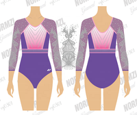 Justaucorps de gymnastique scintillant à manches longues avec strass, vente en gros, justaucorps de danse, justaucorps de compétition de gymnastique