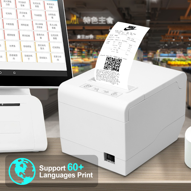 ZYWELL Inkless 80mm Thermal Ticket Printer Black Gray White bluetooth Wifi Receipt Printer