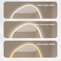 Dekorasi Rumah Retro Modern Cermin Pintar Kaca Panjang Penuh - Cermin Dinding LED Tanpa Bingkai Bentuk Gelombang untuk Kamar Tidur