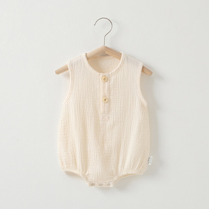 Hot Summer 100% Cotton Baby Sleeveless Pajamas Solid Color <strong>Vest</strong> Baby Jumpsuit Thin Baby Blank Romper <strong>for</strong> <strong>Newborn</strong> - Product Image 3